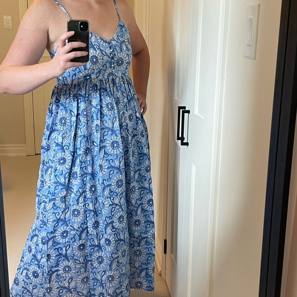 Block print floral cotton dress sundress nightgown size small handmade - Picture 2 of 8